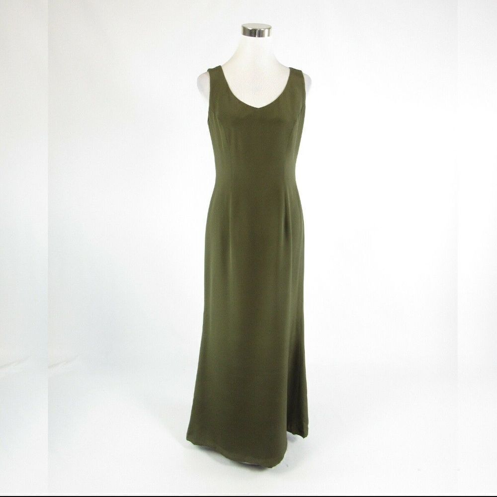 Naeem Khan green silk maxi dress 8